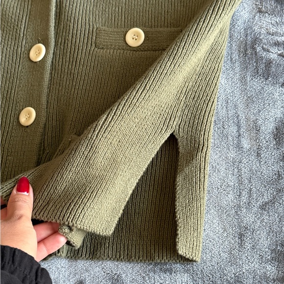 Alex Mill Jo Ribbed Cardigan Sweater In Olive V-neck Long Sleeve Size XS - Picture 10 of 15
